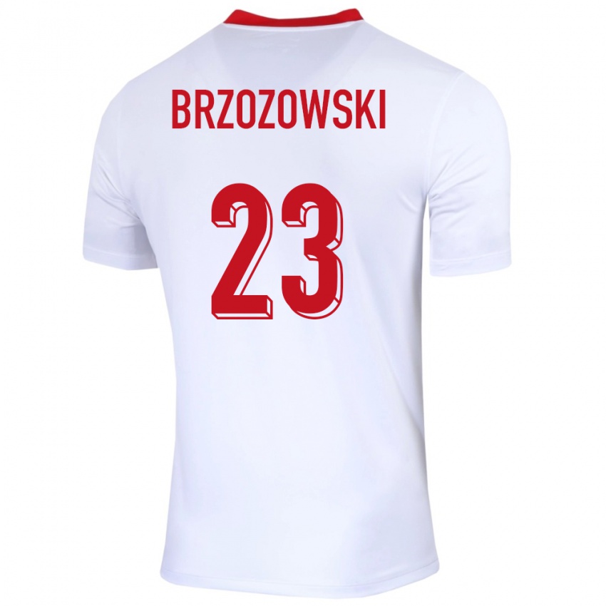 Hombre Camiseta Polonia Milosz Brzozowski #23 Blanco 1ª Equipación 24-26 La Camisa México