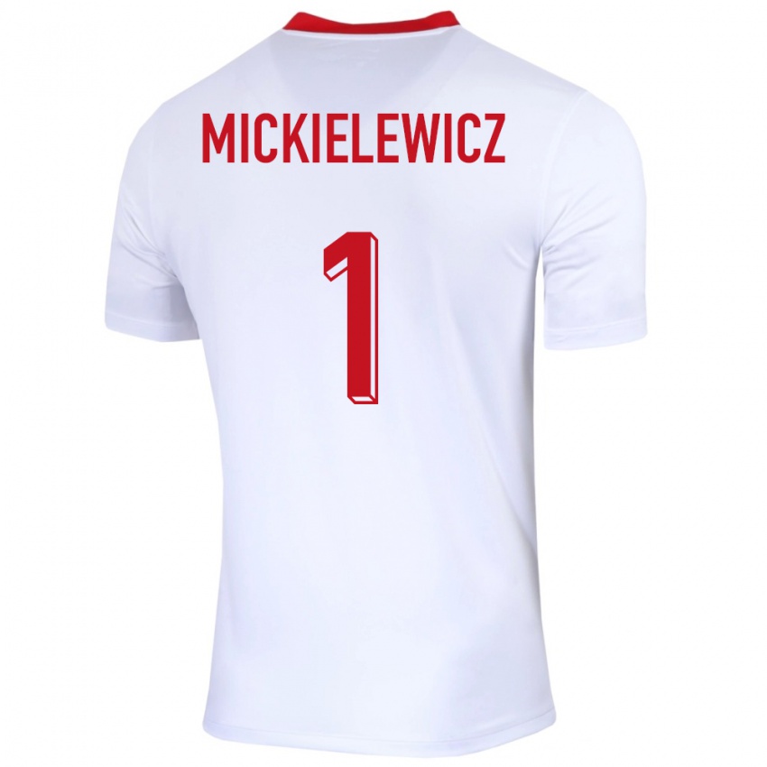 Hombre Camiseta Polonia Aleksander Mickielewicz #1 Blanco 1ª Equipación 24-26 La Camisa México