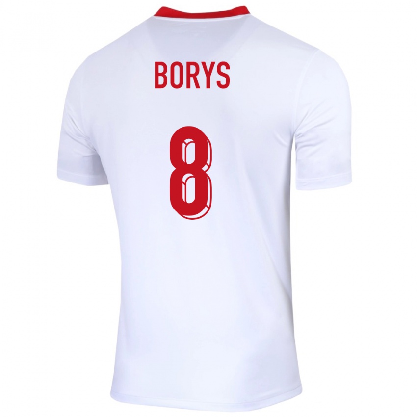 Hombre Camiseta Polonia Karol Borys #8 Blanco 1ª Equipación 24-26 La Camisa México