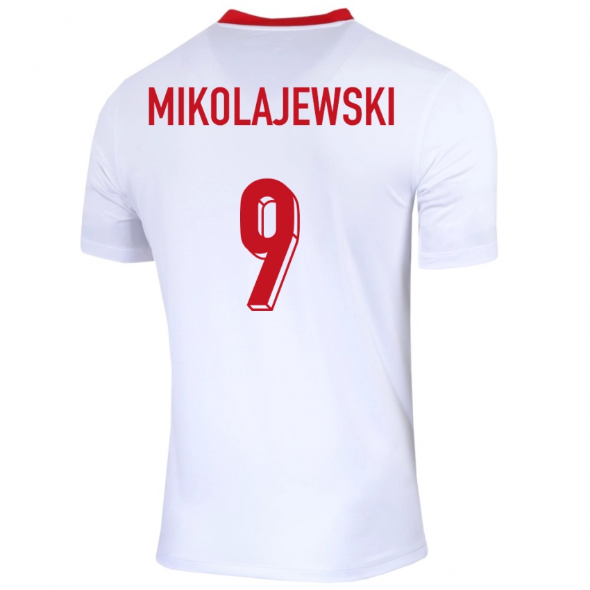 Hombre Camiseta Polonia Daniel Mikolajewski #9 Blanco 1ª Equipación 24-26 La Camisa México