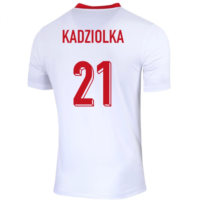 Hombre Camiseta Polonia Szymon Kadziolka #21 Blanco 1ª Equipación 24-26 La Camisa México