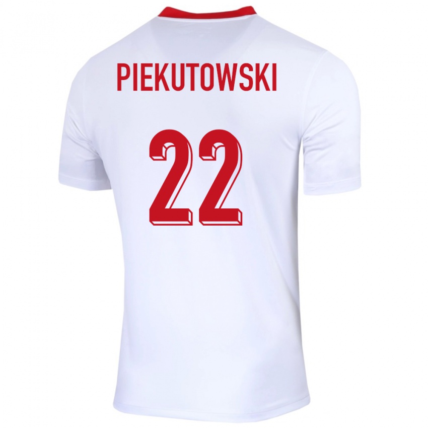 Hombre Camiseta Polonia Milosz Piekutowski #22 Blanco 1ª Equipación 24-26 La Camisa México