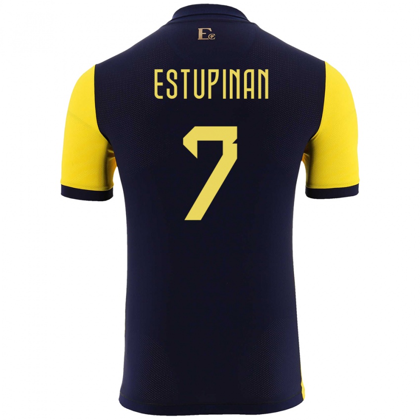 Hombre Camiseta Ecuador Pervis Estupinan #7 Amarillo 1ª Equipación 24-26 La Camisa México