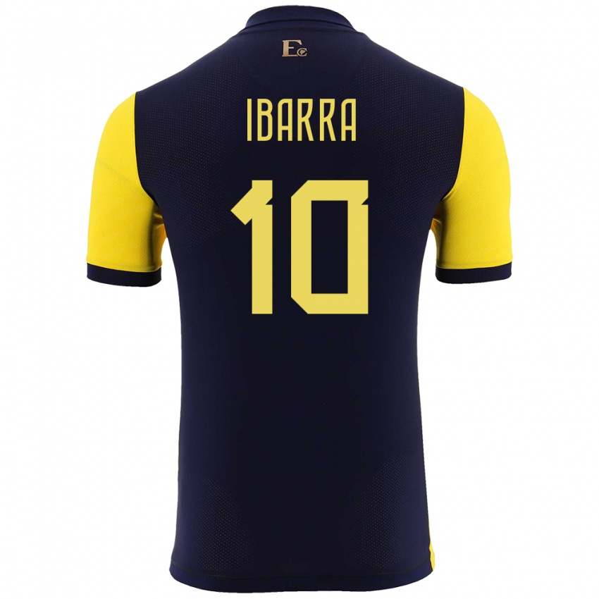 Hombre Camiseta Ecuador Romario Ibarra #10 Amarillo 1ª Equipación 24-26 La Camisa México