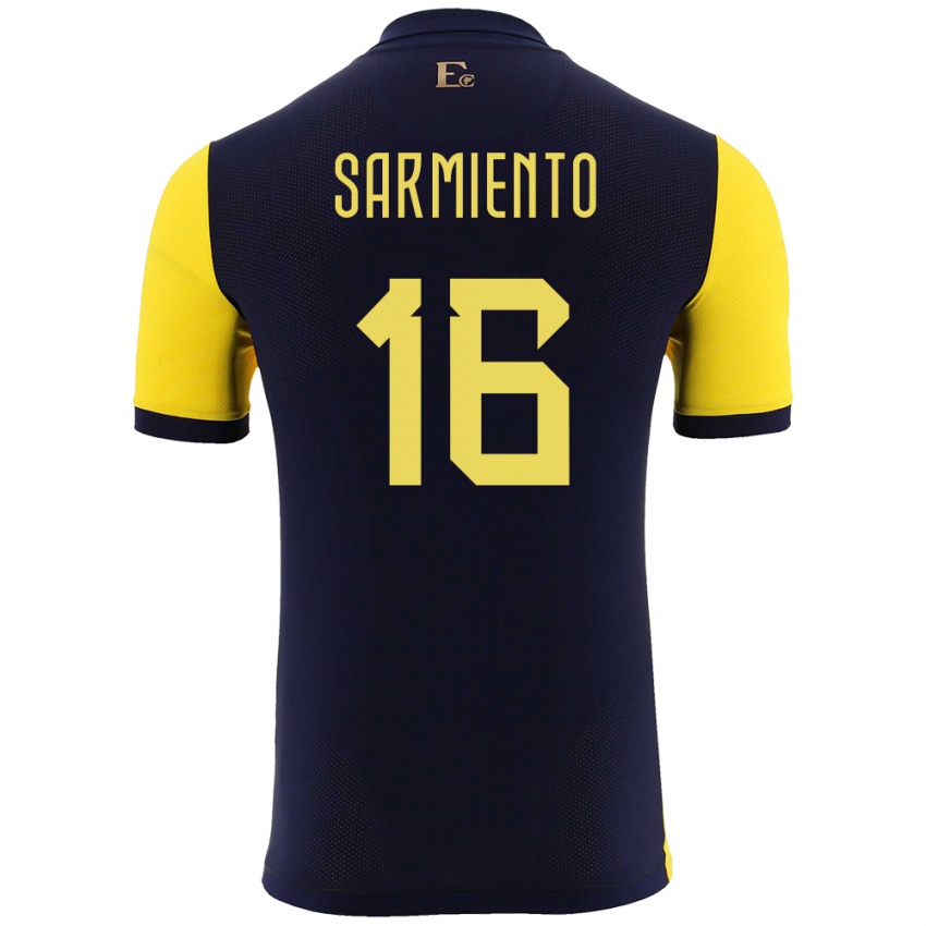 Hombre Camiseta Ecuador Jeremy Sarmiento #16 Amarillo 1ª Equipación 24-26 La Camisa México