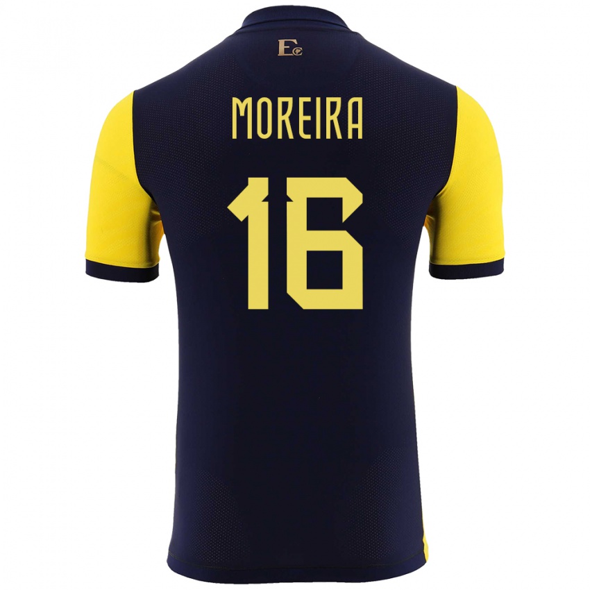 Hombre Camiseta Ecuador Ligia Moreira #16 Amarillo 1ª Equipación 24-26 La Camisa México