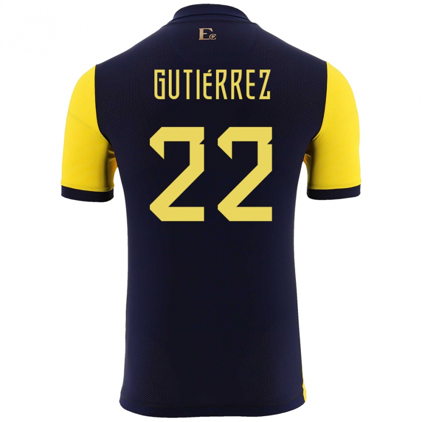 Hombre Camiseta Ecuador Melanie Gutierrez #22 Amarillo 1ª Equipación 24-26 La Camisa México