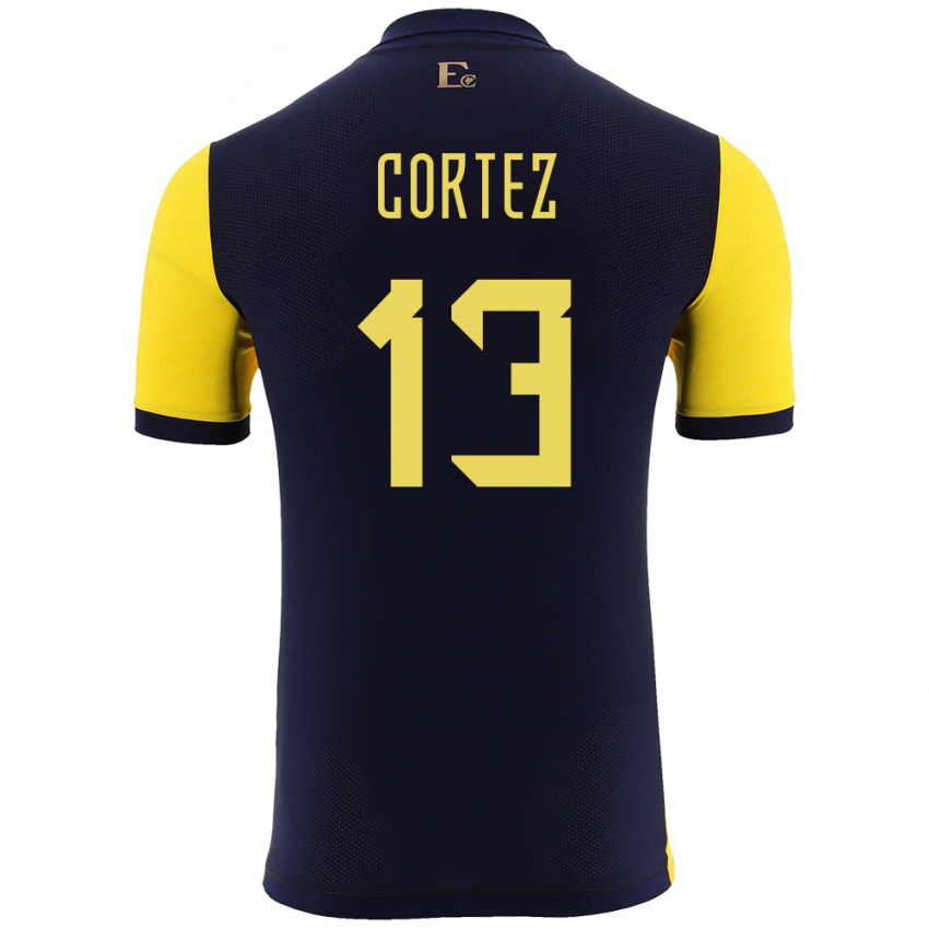 Hombre Camiseta Ecuador Steven Cortez #13 Amarillo 1ª Equipación 24-26 La Camisa México