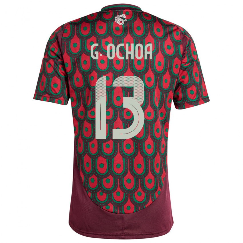 Hombre Camiseta México Guillermo Ochoa #13 Granate 1ª Equipación 24-26 La Camisa México