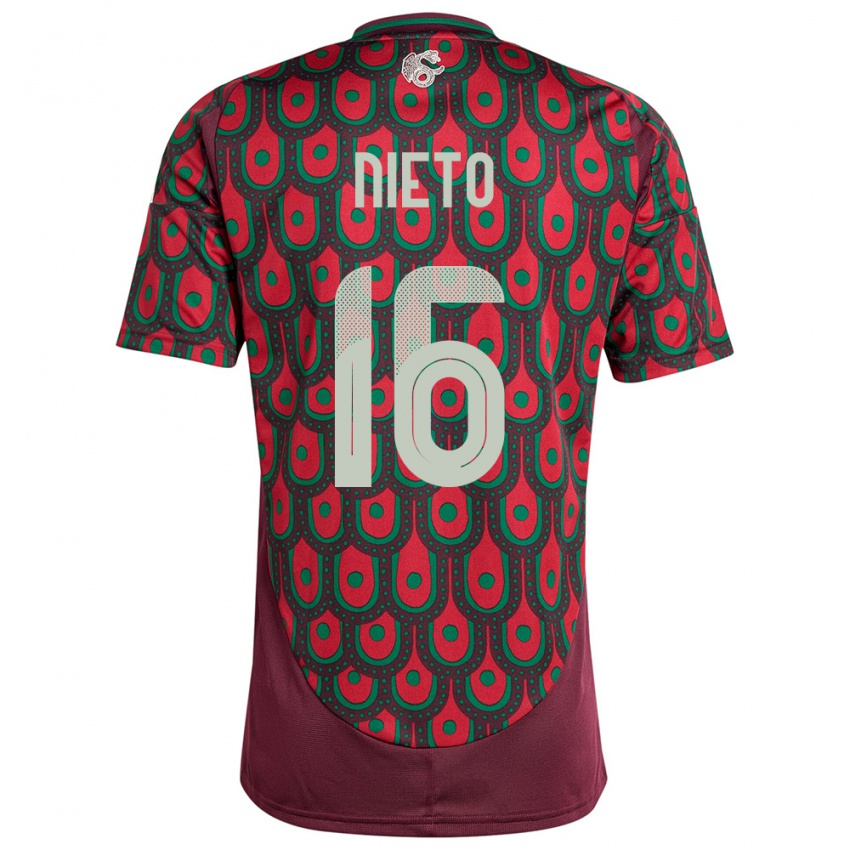 Hombre Camiseta México Karla Nieto #16 Granate 1ª Equipación 24-26 La Camisa México