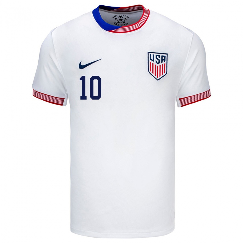 Hombre Camiseta Estados Unidos Christian Pulisic #10 Blanco 1ª Equipación 24-26 La Camisa México