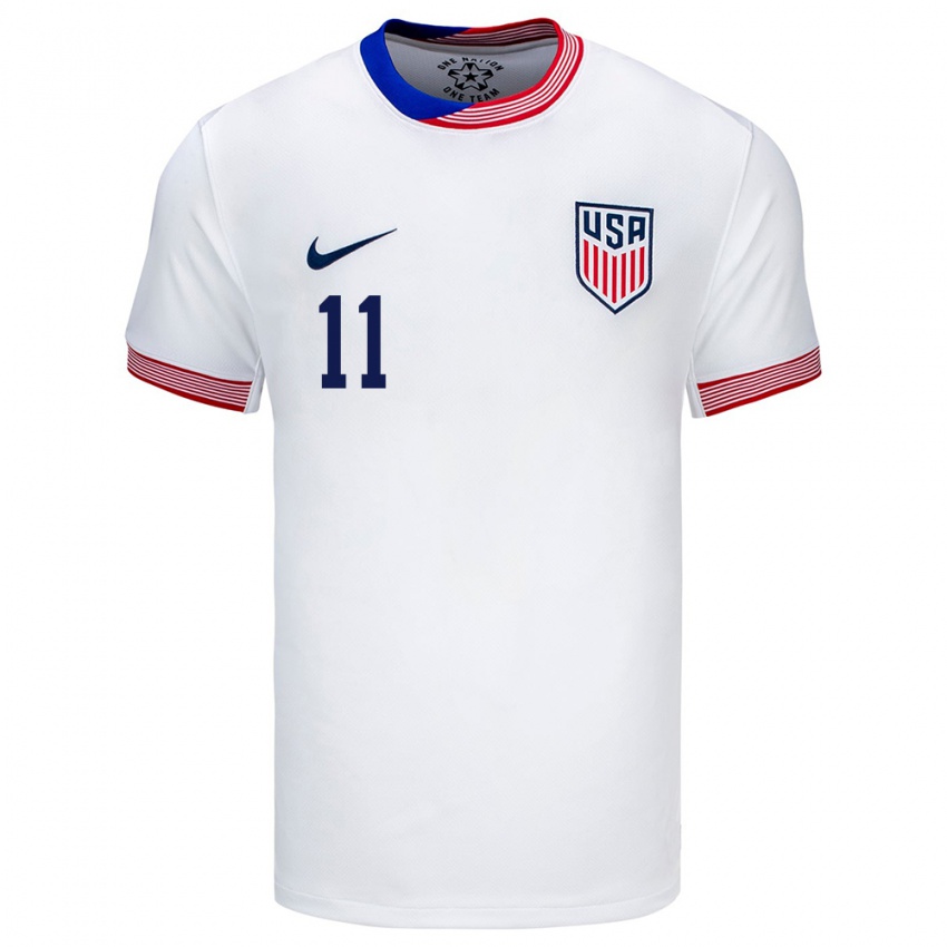 Hombre Camiseta Estados Unidos Brenden Aaronson #11 Blanco 1ª Equipación 24-26 La Camisa México