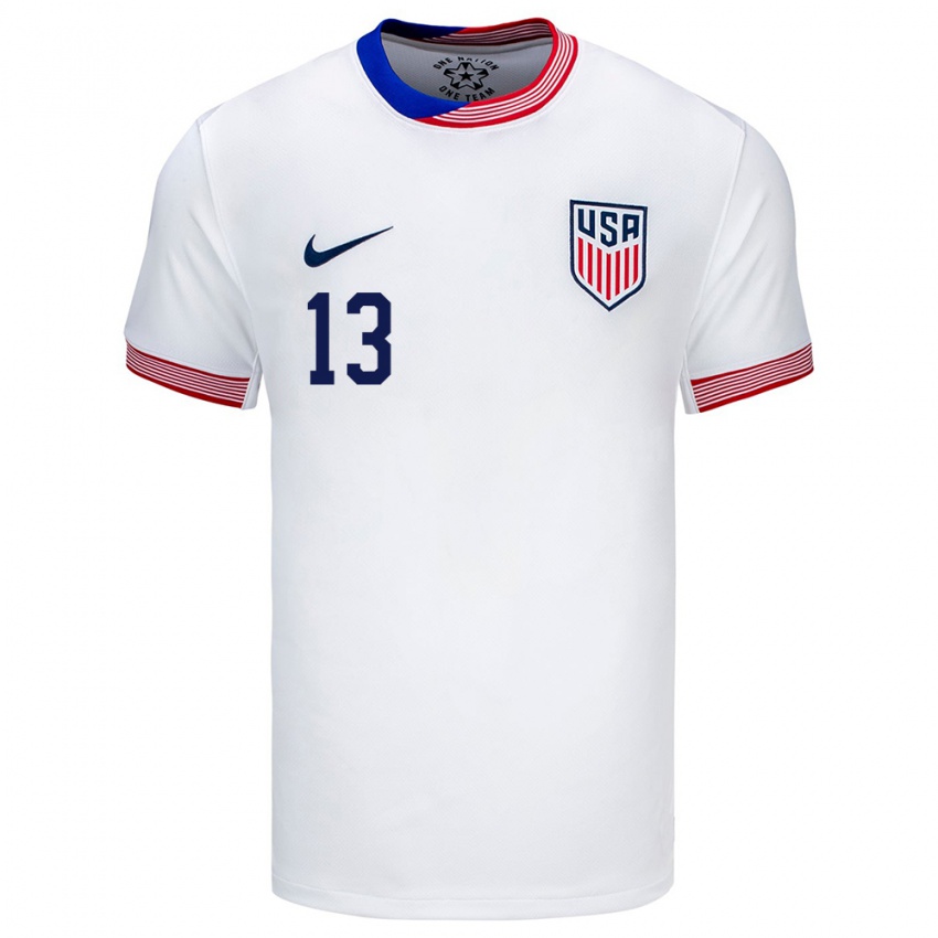 Hombre Camiseta Estados Unidos Jordan Morris #13 Blanco 1ª Equipación 24-26 La Camisa México