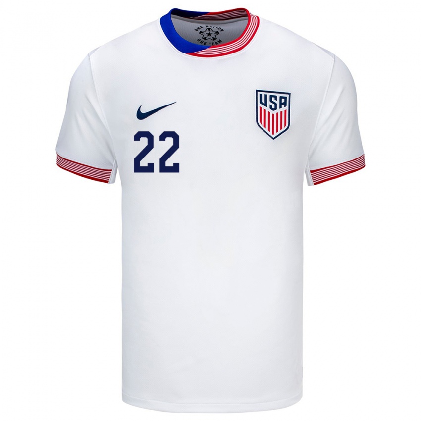 Hombre Camiseta Estados Unidos Kristie Mewis #22 Blanco 1ª Equipación 24-26 La Camisa México