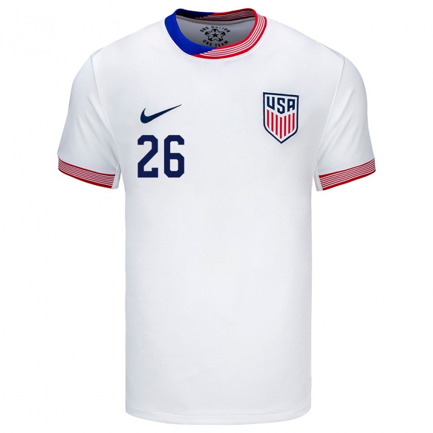 Hombre Camiseta Estados Unidos Josh Sargent #26 Blanco 1ª Equipación 24-26 La Camisa México