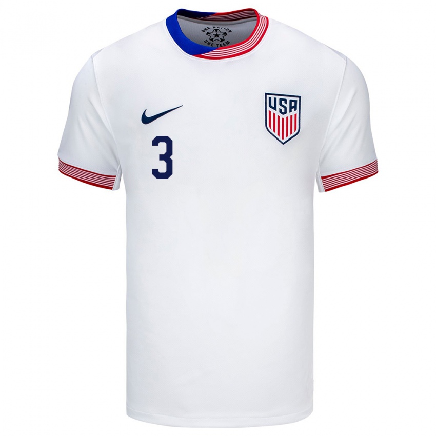 Hombre Camiseta Estados Unidos Sawyer Jura #3 Blanco 1ª Equipación 24-26 La Camisa México