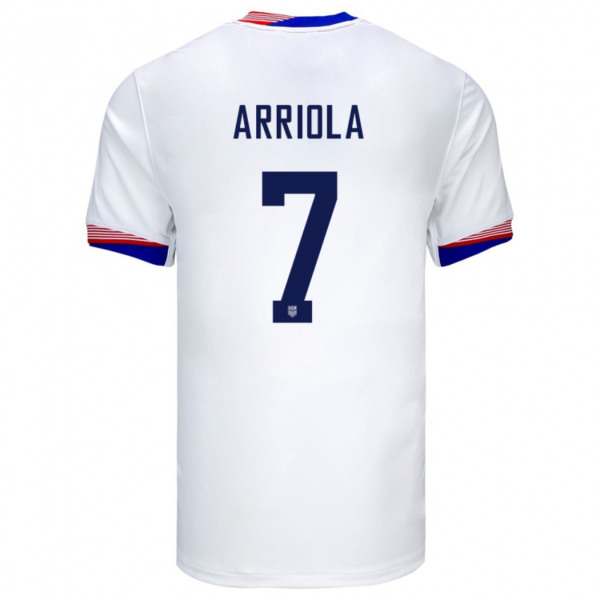 Hombre Camiseta Estados Unidos Paul Arriola #7 Blanco 1ª Equipación 24-26 La Camisa México