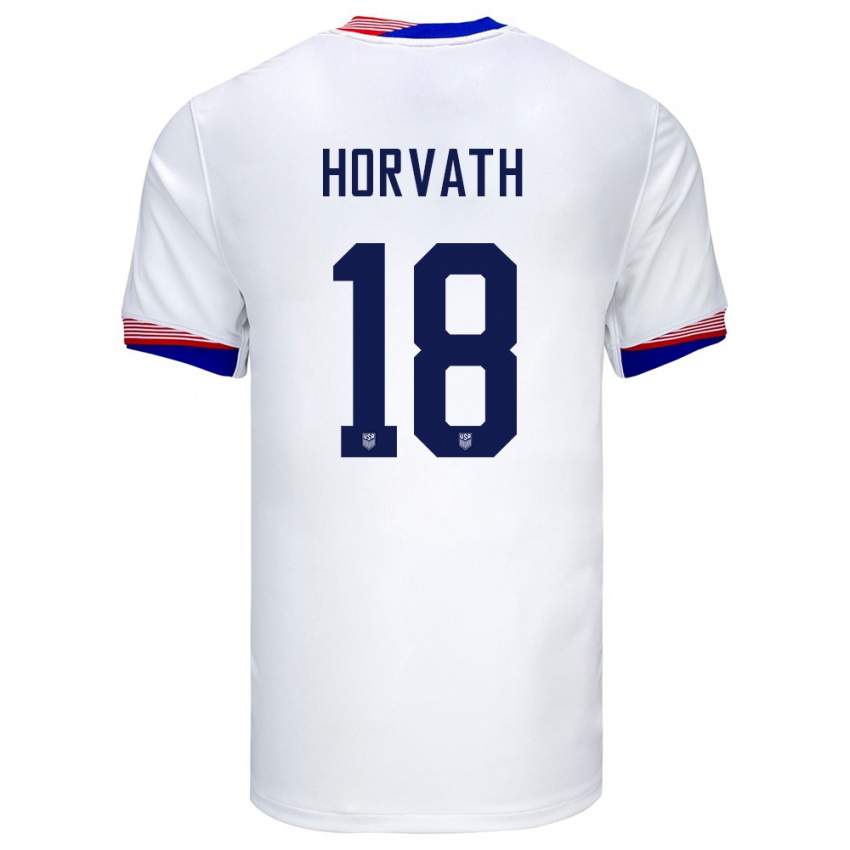 Hombre Camiseta Estados Unidos Ethan Horvath #18 Blanco 1ª Equipación 24-26 La Camisa México