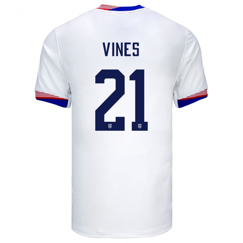 Hombre Camiseta Estados Unidos Sam Vines #21 Blanco 1ª Equipación 24-26 La Camisa México