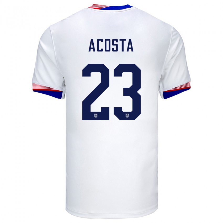 Hombre Camiseta Estados Unidos Kellyn Acosta #23 Blanco 1ª Equipación 24-26 La Camisa México