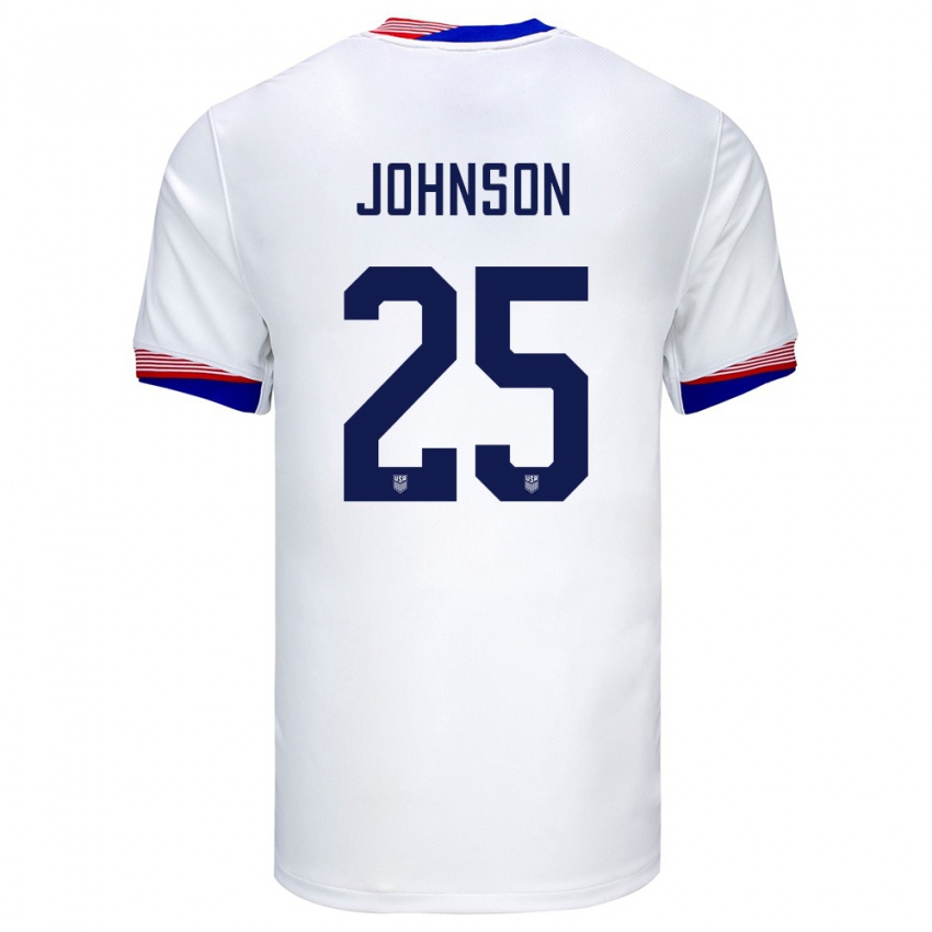 Hombre Camiseta Estados Unidos Sean Johnson #25 Blanco 1ª Equipación 24-26 La Camisa México