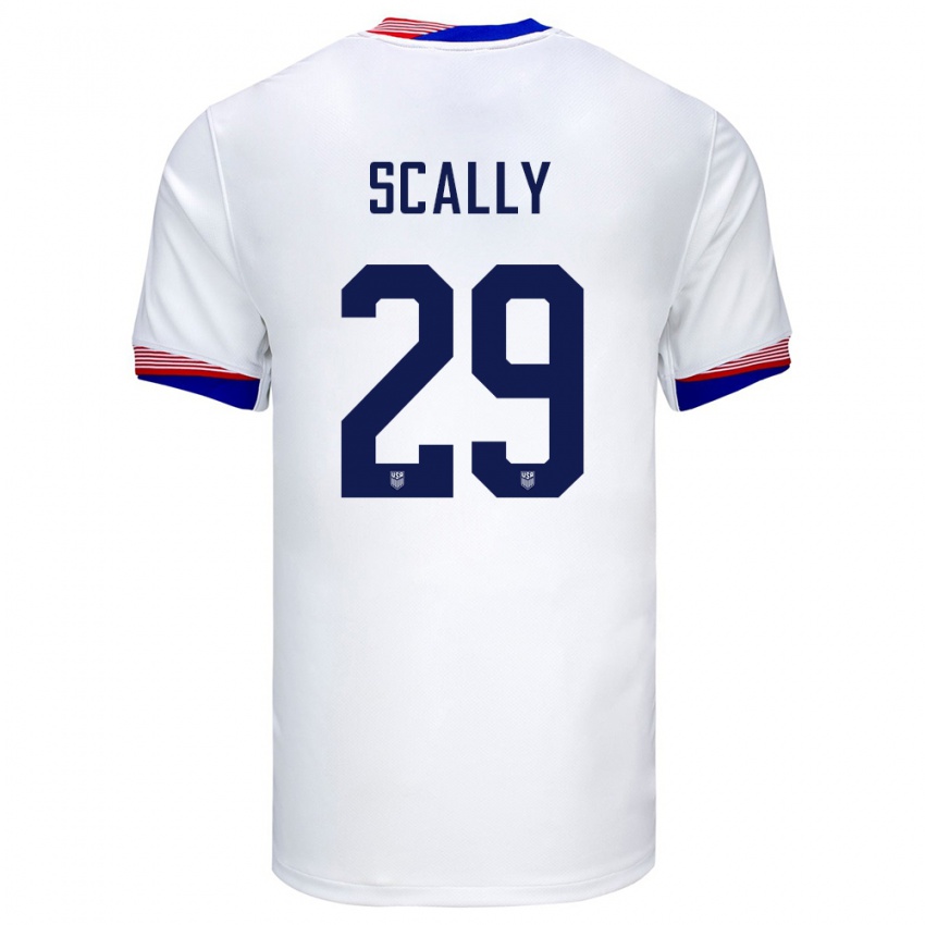 Hombre Camiseta Estados Unidos Joseph Scally #29 Blanco 1ª Equipación 24-26 La Camisa México