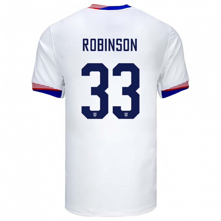 Hombre Camiseta Estados Unidos Antonee Robinson #33 Blanco 1ª Equipación 24-26 La Camisa México