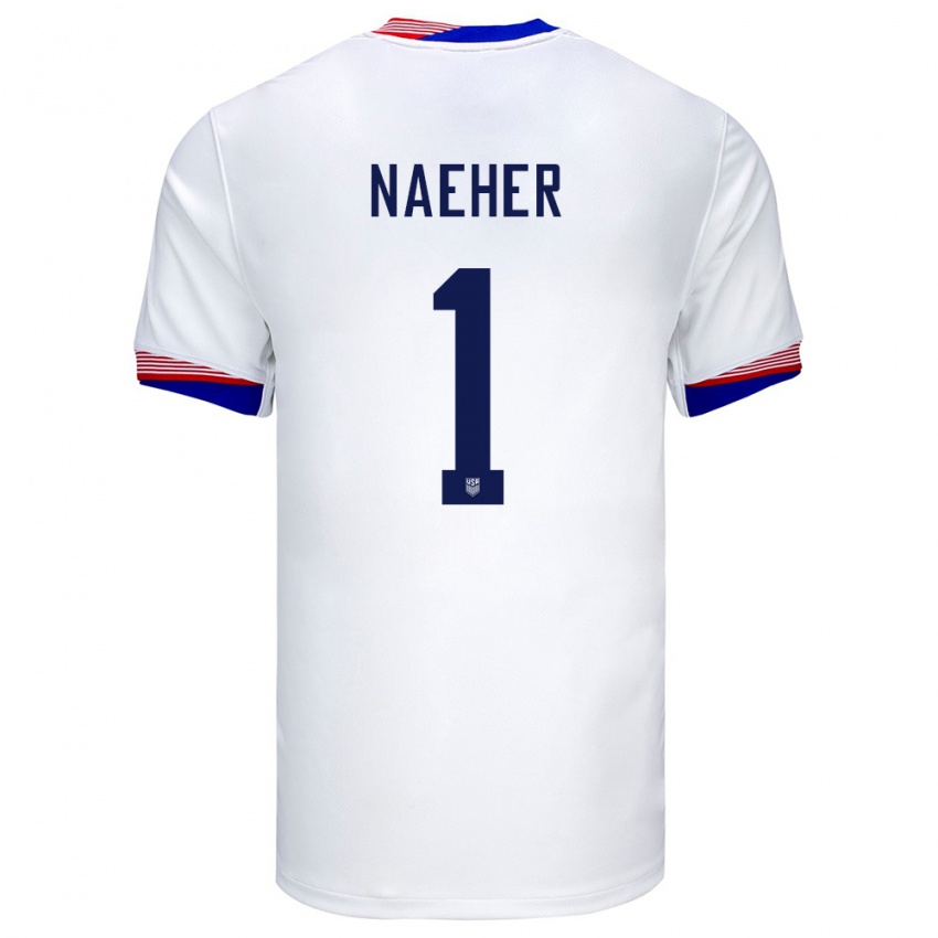 Hombre Camiseta Estados Unidos Alyssa Naeher #1 Blanco 1ª Equipación 24-26 La Camisa México