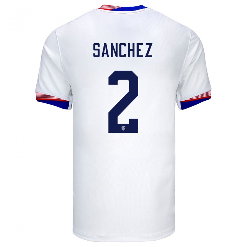 Hombre Camiseta Estados Unidos Ashley Sanchez #2 Blanco 1ª Equipación 24-26 La Camisa México