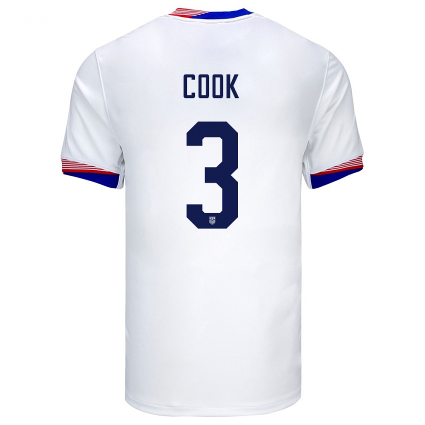 Hombre Camiseta Estados Unidos Alana Cook #3 Blanco 1ª Equipación 24-26 La Camisa México