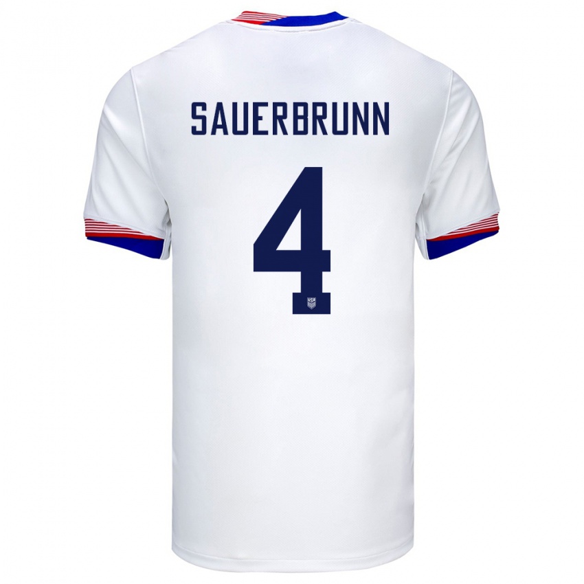 Hombre Camiseta Estados Unidos Becky Sauerbrunn #4 Blanco 1ª Equipación 24-26 La Camisa México