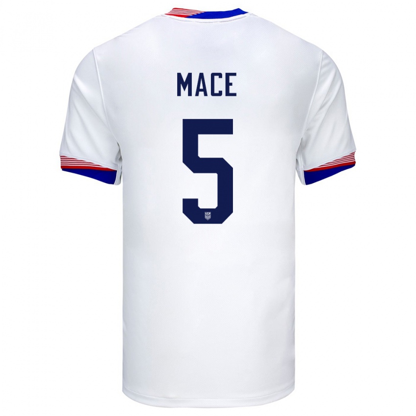 Hombre Camiseta Estados Unidos Hailie Mace #5 Blanco 1ª Equipación 24-26 La Camisa México