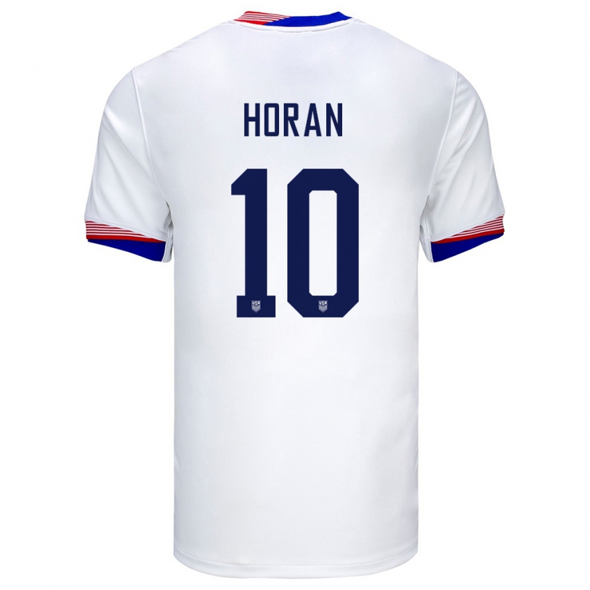 Hombre Camiseta Estados Unidos Lindsey Horan #10 Blanco 1ª Equipación 24-26 La Camisa México