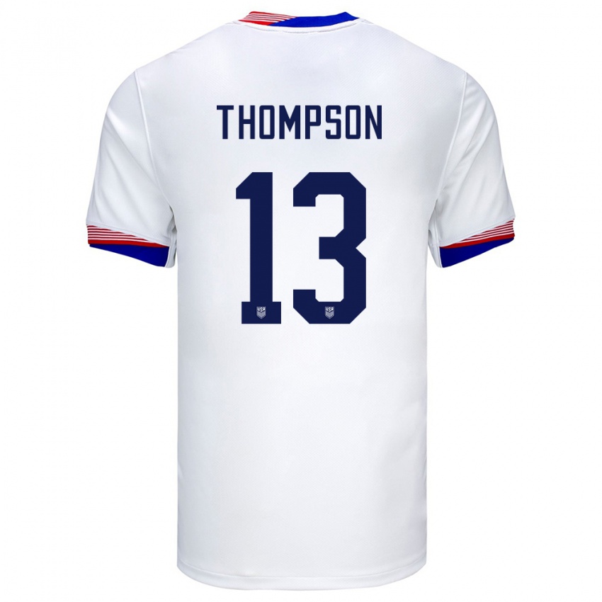 Hombre Camiseta Estados Unidos Alyssa Thompson #13 Blanco 1ª Equipación 24-26 La Camisa México