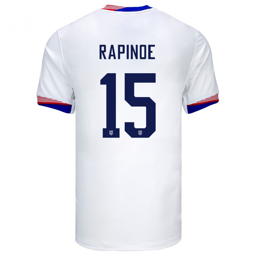 Hombre Camiseta Estados Unidos Megan Rapinoe #15 Blanco 1ª Equipación 24-26 La Camisa México