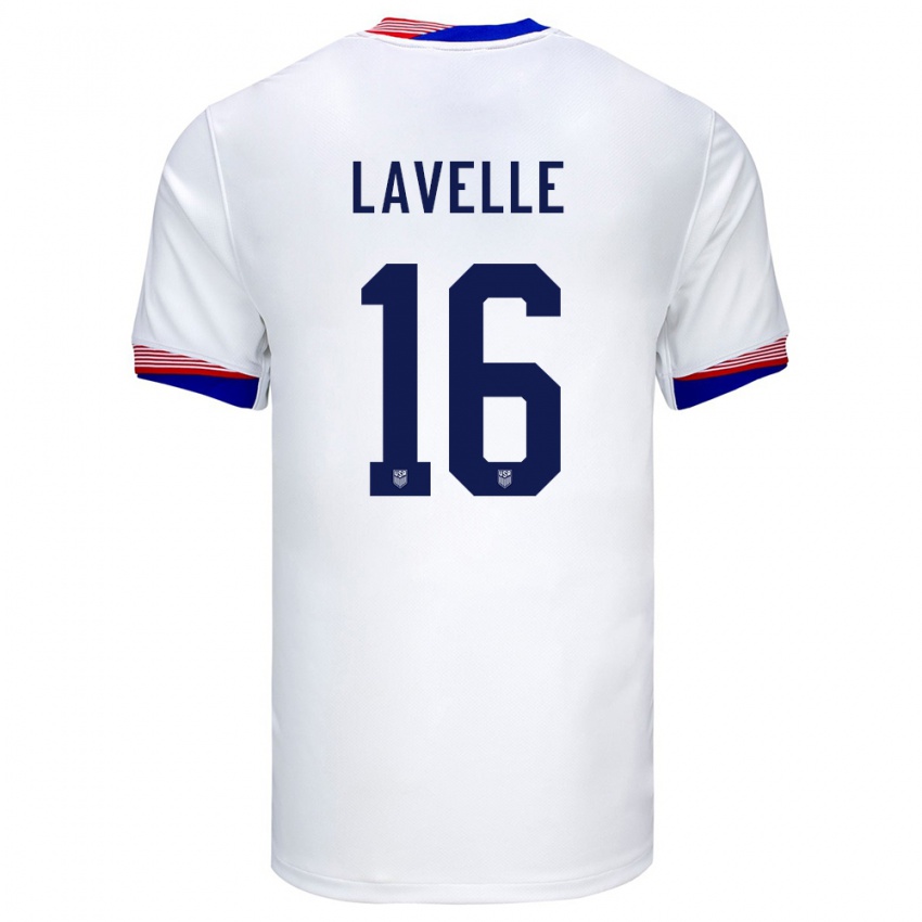 Hombre Camiseta Estados Unidos Rose Lavelle #16 Blanco 1ª Equipación 24-26 La Camisa México