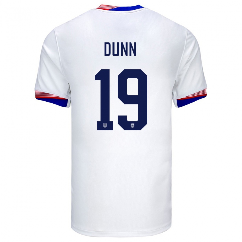 Hombre Camiseta Estados Unidos Crystal Dunn #19 Blanco 1ª Equipación 24-26 La Camisa México