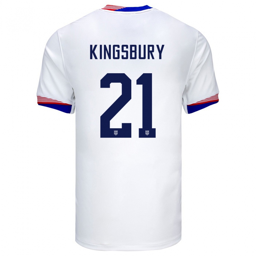 Hombre Camiseta Estados Unidos Aubrey Kingsbury #21 Blanco 1ª Equipación 24-26 La Camisa México