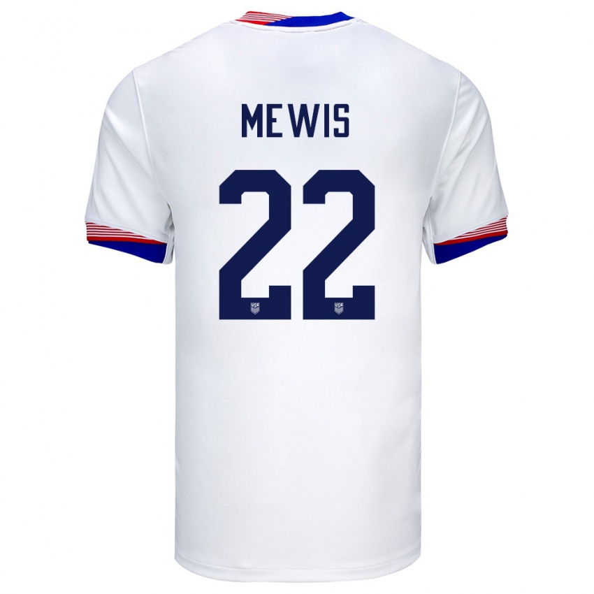 Hombre Camiseta Estados Unidos Kristie Mewis #22 Blanco 1ª Equipación 24-26 La Camisa México