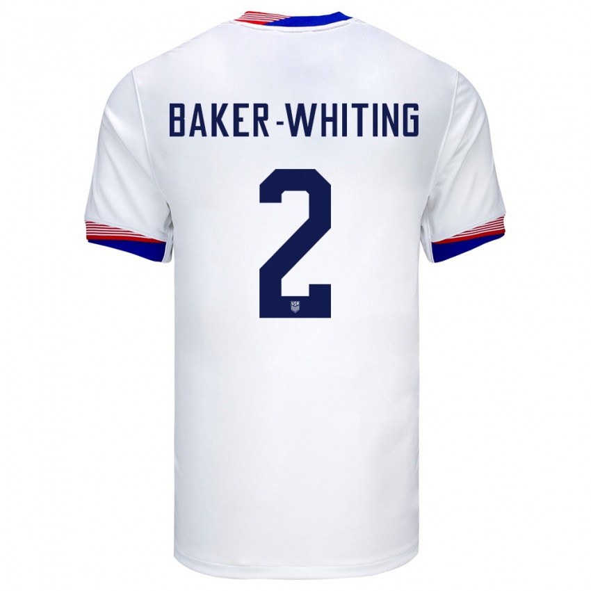 Hombre Camiseta Estados Unidos Reed Baker Whiting #2 Blanco 1ª Equipación 24-26 La Camisa México