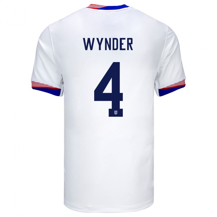 Hombre Camiseta Estados Unidos Joshua Wynder #4 Blanco 1ª Equipación 24-26 La Camisa México