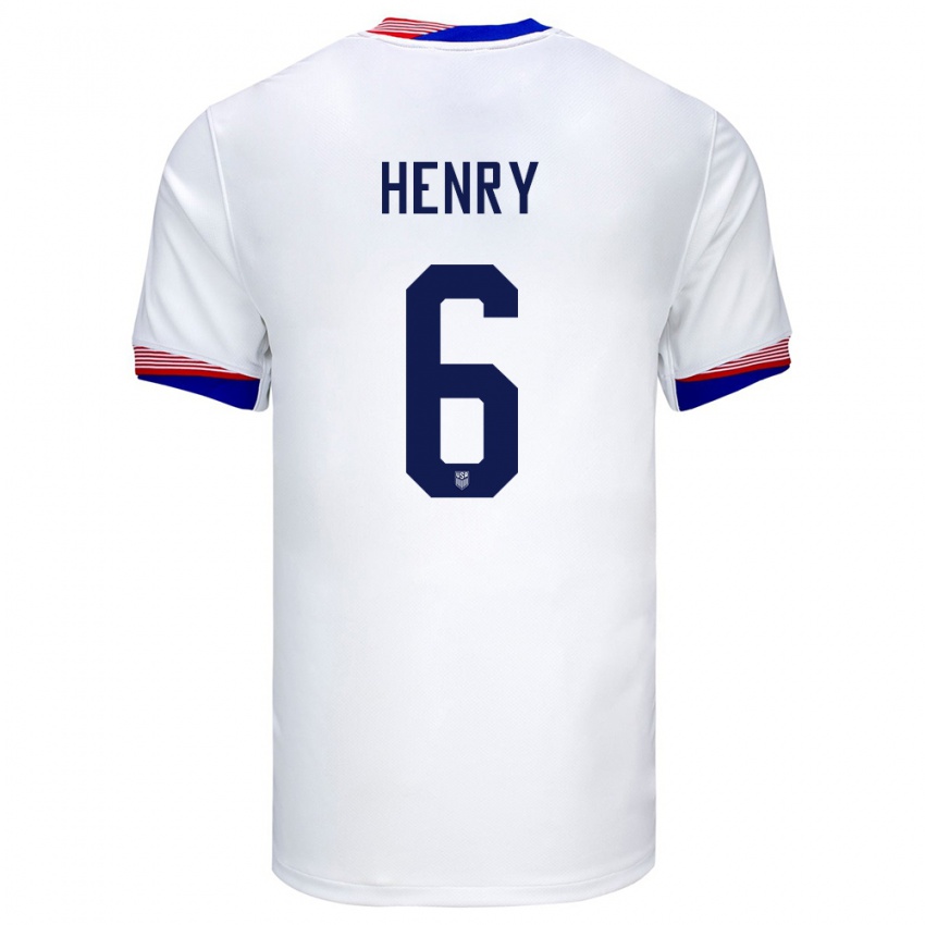 Hombre Camiseta Estados Unidos Kobi Henry #6 Blanco 1ª Equipación 24-26 La Camisa México