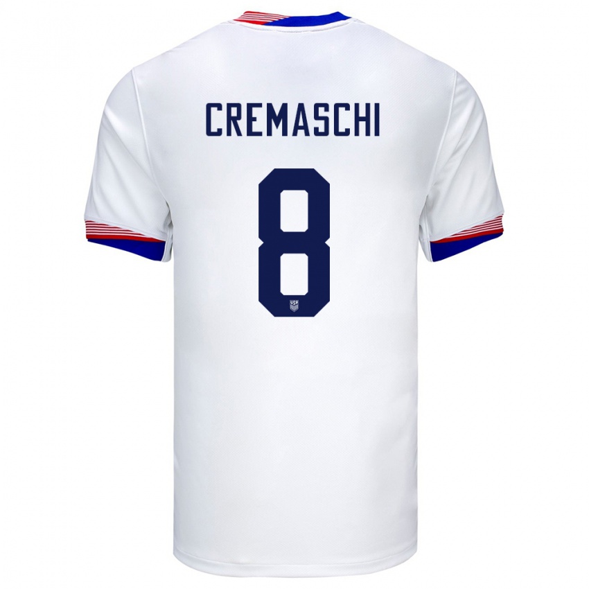 Hombre Camiseta Estados Unidos Benjamin Cremaschi #8 Blanco 1ª Equipación 24-26 La Camisa México