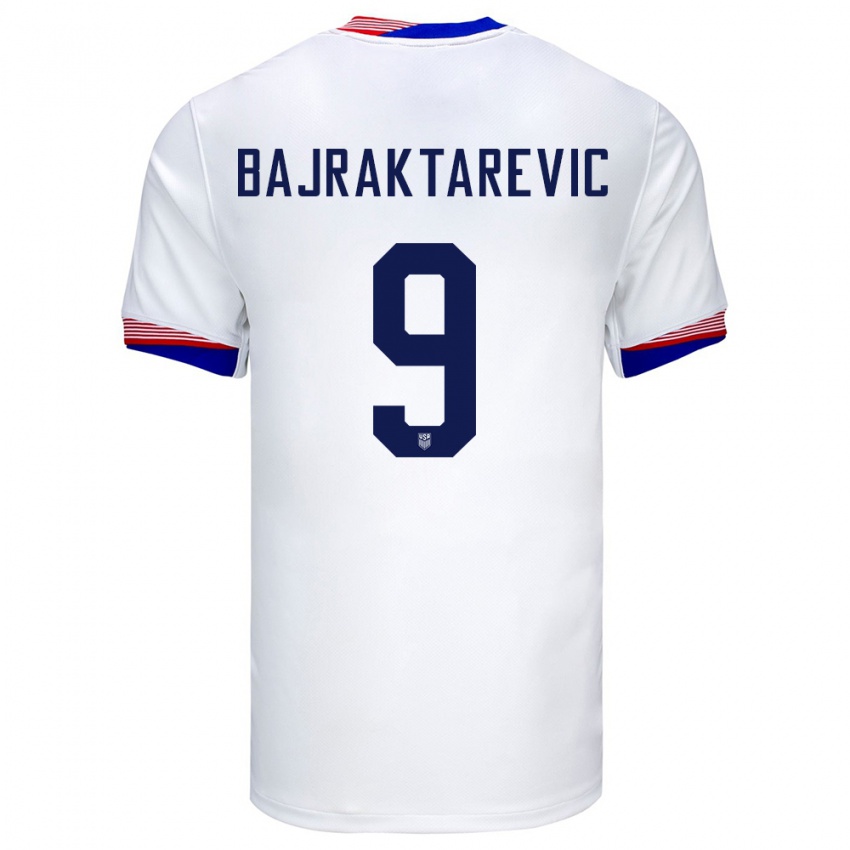 Hombre Camiseta Estados Unidos Esmir Bajraktarevic #9 Blanco 1ª Equipación 24-26 La Camisa México