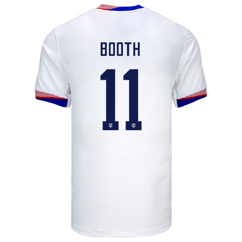 Hombre Camiseta Estados Unidos Zach Booth #11 Blanco 1ª Equipación 24-26 La Camisa México