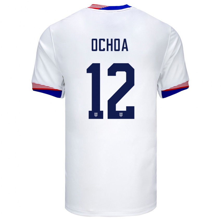 Hombre Camiseta Estados Unidos Emmanuel Ochoa #12 Blanco 1ª Equipación 24-26 La Camisa México