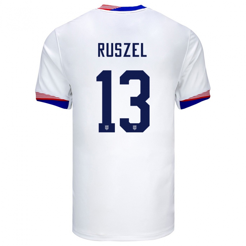 Hombre Camiseta Estados Unidos Marcel Ruszel #13 Blanco 1ª Equipación 24-26 La Camisa México