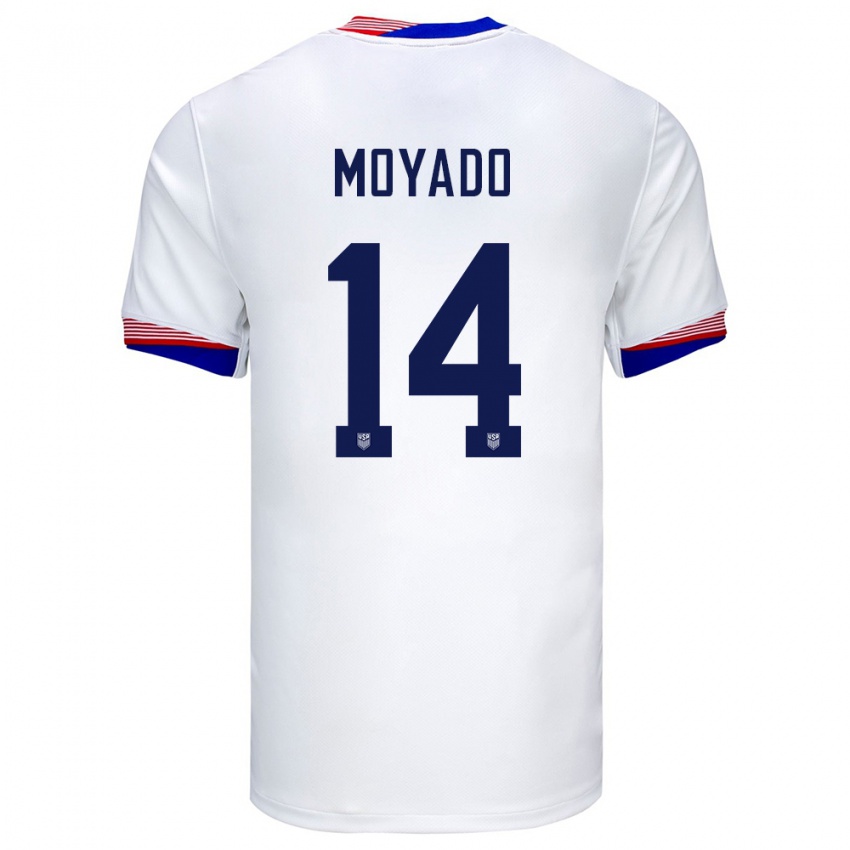 Hombre Camiseta Estados Unidos Bryan Moyado #14 Blanco 1ª Equipación 24-26 La Camisa México