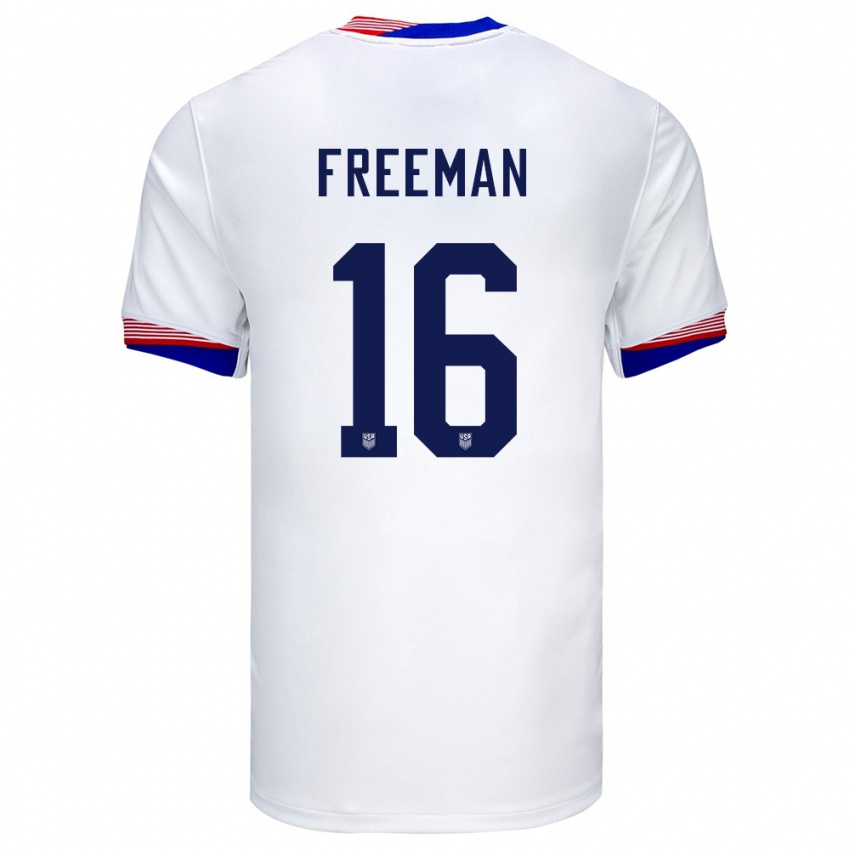 Hombre Camiseta Estados Unidos Alex Freeman #16 Blanco 1ª Equipación 24-26 La Camisa México