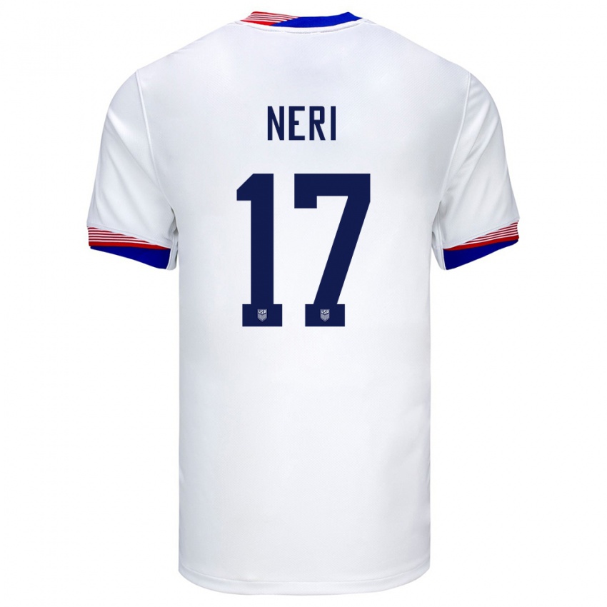 Hombre Camiseta Estados Unidos Rodrigo Neri #17 Blanco 1ª Equipación 24-26 La Camisa México